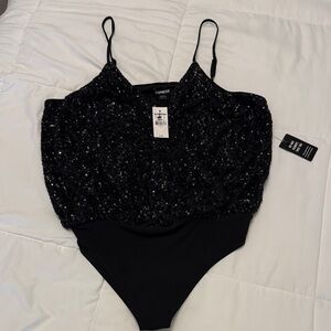 Express Sparkling Black Bodysuit new with tags size L